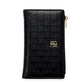 Portefeuille long femme en cuir PVC texturé avec fermeture zippée et design élégant
