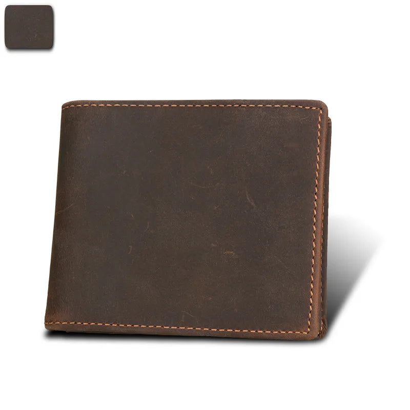 Portefeuille homme en cuir véritable vintage RFID compact avec porte-cartes et billets