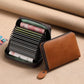 Porte-cartes zippé vintage en cuir PU compact unisexe avec compartiments