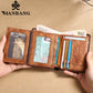 Portefeuille homme cuir véritable trifold RFID avec porte-cartes et fenêtre ID