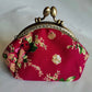 Porte-monnaie vintage à fermoir clic-clac en toile fleurie pour femme