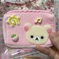 Porte-monnaie Rilakkuma en peluche avec fermeture zippée et porte-clés kawaii