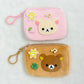 Porte-monnaie Rilakkuma en peluche avec fermeture zippée et porte-clés kawaii
