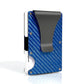 Porte-cartes RFID en fibre carbone et aluminium slim avec clip billets compact