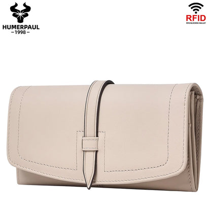 Portefeuille long en cuir véritable  avec protection RFID