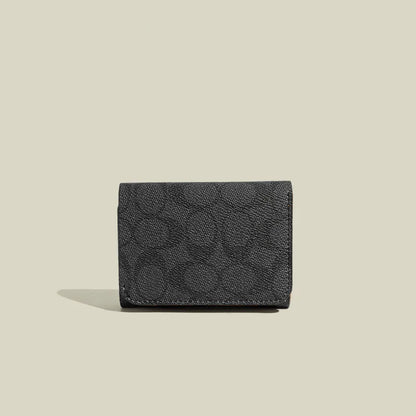 Portefeuille compact unisexe en PVC à trois volets avec porte-cartes et porte-monnaie