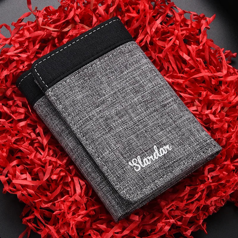 Portefeuille trifold en toile pour homme et étudiant - Style vintage et décontracté