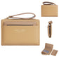 Portefeuille femme compact en cuir PU slim avec zip et porte-cartes multiple