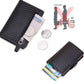 Porte-cartes RFID en cuir PU effet fibre carbone zippé compact ultra fin