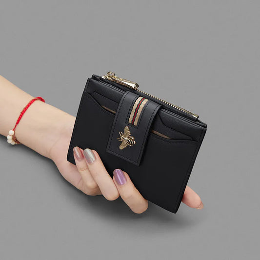 Portefeuille femme compact en cuir avec porte-cartes et porte-monnaie élégant
