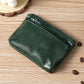 Porte-monnaie vintage en cuir PU avec double fermeture éclair et porte-cartes - Unisexe