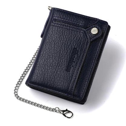 Portefeuille homme en cuir PU avec chaîne zippé grande capacité multifonction