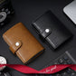 Porte-cartes compact effet fibre carbone avec bouton pression et accès rapide pop-up