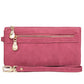 Portefeuille long rétro à double fermeture éclair pour femme en cuir PU