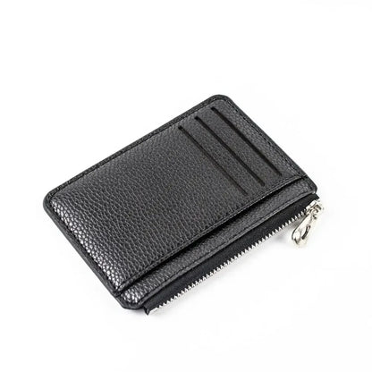 Porte-cartes zippé en cuir PU compact ultra fin avec compartiment monnaie