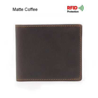 Portefeuille en cuir véritable avec protection RFID pour homme – Portefeuille vintage avec compartiments pour cartes et monnaie