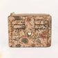 Porte-monnaie en liège ethnique zippé ultra-fin multi-compartiments compact