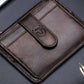 Porte-cartes homme en cuir véritable RFID avec zip et rabat compact
