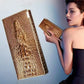 Portefeuille long femme en cuir véritable motif crocodile avec fermeture zippée élégante