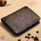 Portefeuille homme cuir véritable trifold RFID avec porte-cartes et fenêtre ID