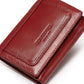 Portefeuille femme en cuir véritable compact avec porte-cartes et poche zippée