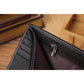 Portefeuille homme en cuir véritable compact avec bouton pression et compartiment zippé