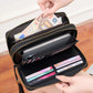 Portefeuille femme grande capacité PU vintage avec double zip et protection RFID