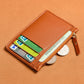 Porte-cartes slim en cuir PU avec fermeture zippée unisexe format compact