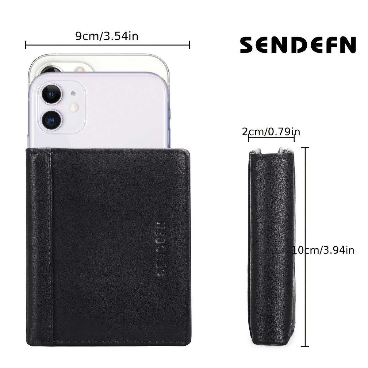Portefeuille homme à quatorze fentes, doublure anti-RFID PU