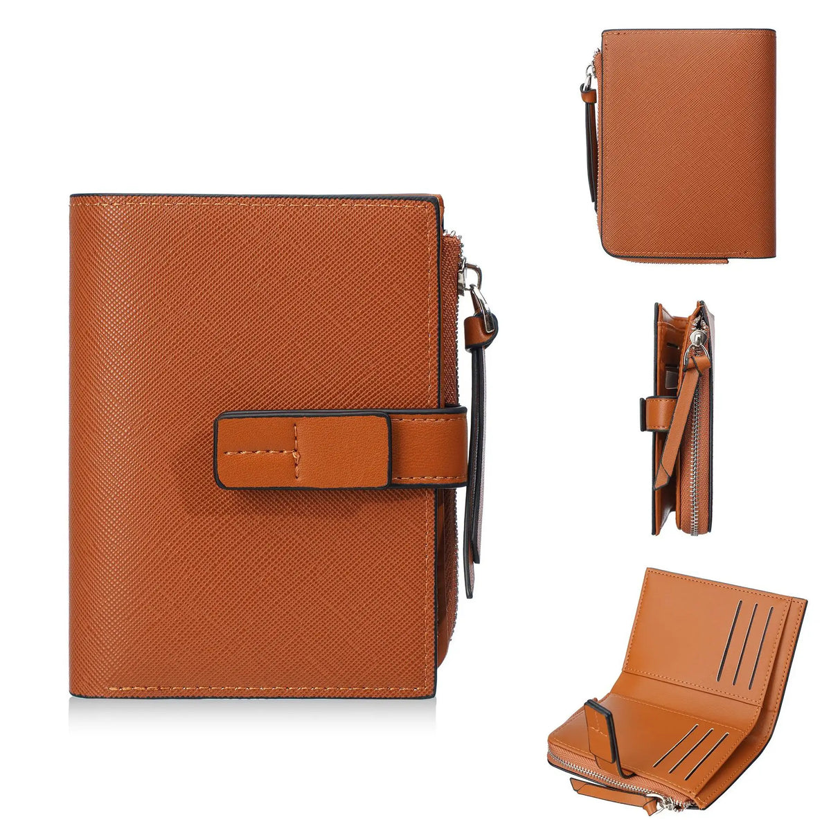 Portefeuille femme en cuir PU avec dragonne et multi-compartiments — photo 7