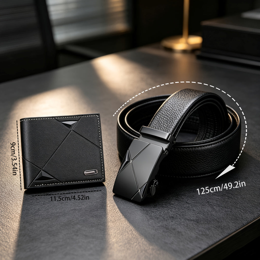 Portefeuille homme et ceinture assortie, ensemble 2 pièces