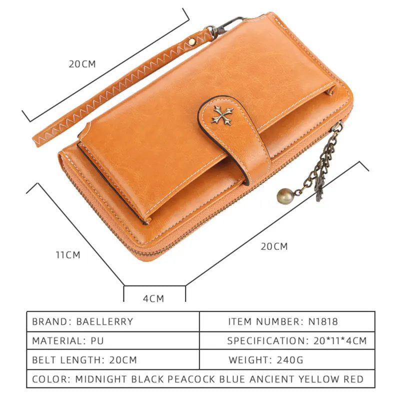 Grand portefeuille femme zippé à poche téléphone en façade