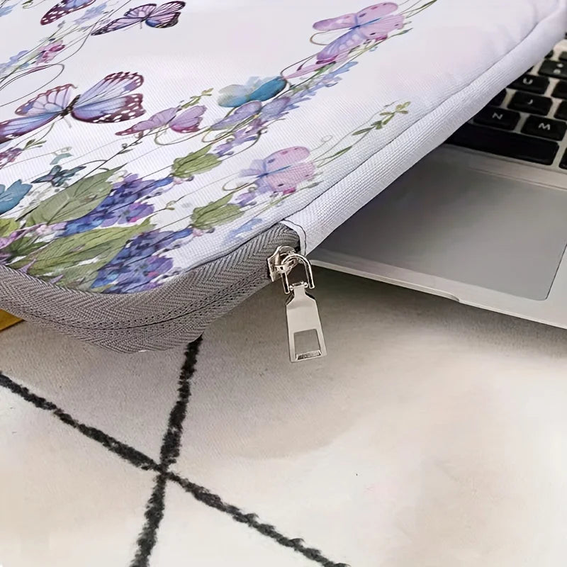 Housse ordinateur 14 pouces à motif papillons avec poignée et fermeture zippée — photo 6