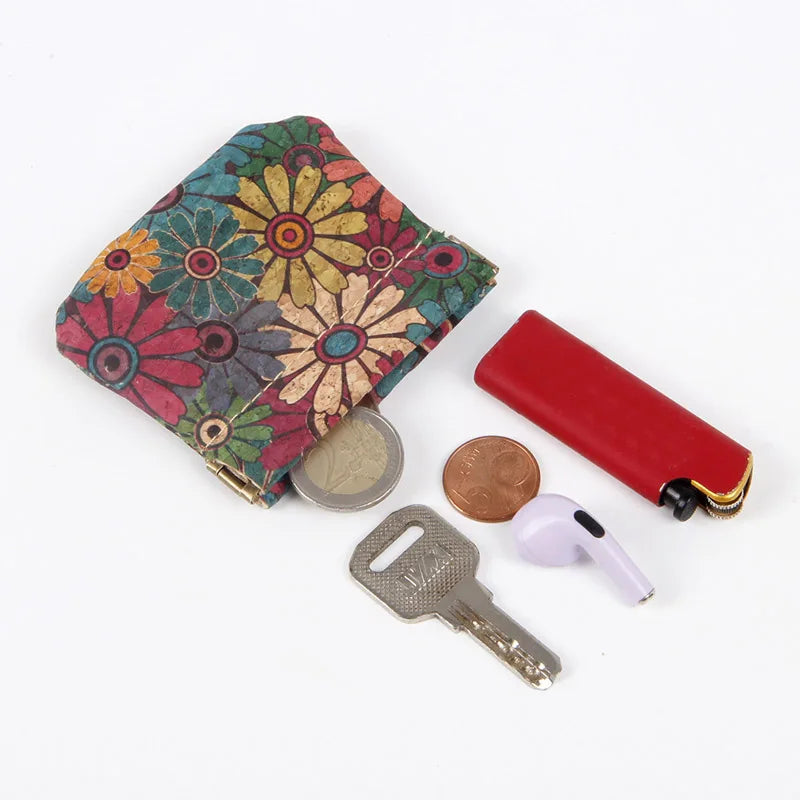 Lot de 10 mini porte-monnaie en liège et PU à motifs floraux — photo 2