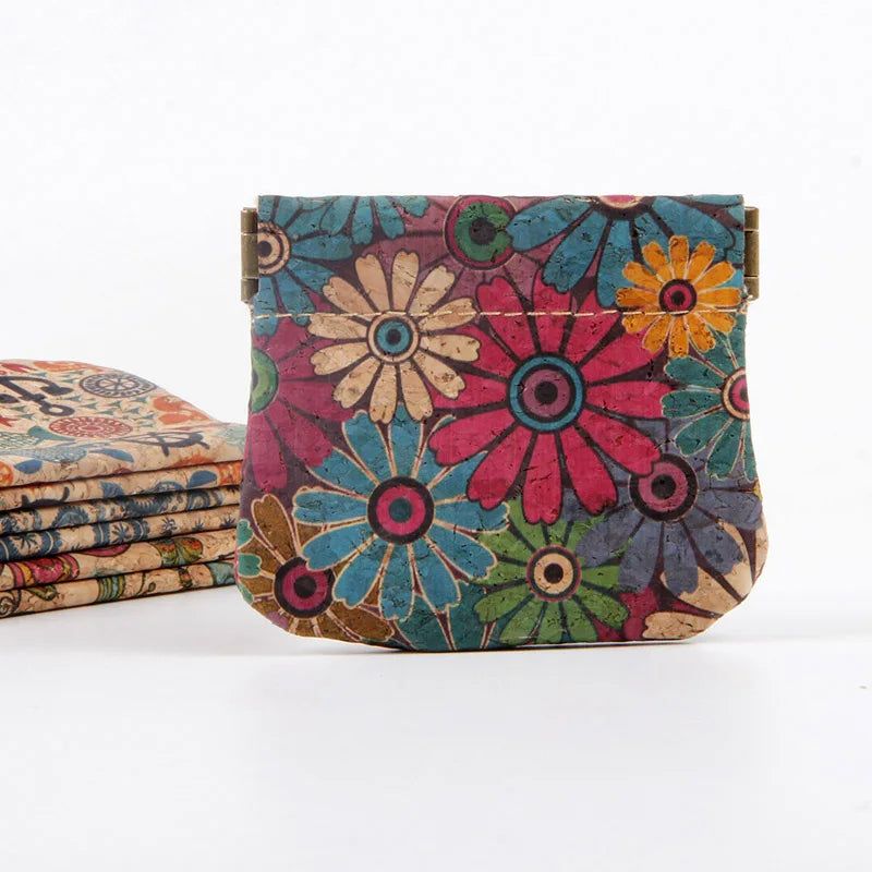 Lot de 10 mini porte-monnaie en liège et PU à motifs floraux — photo 4