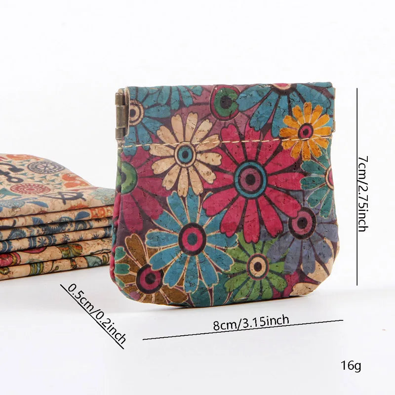 Lot de 10 mini porte-monnaie en liège et PU à motifs floraux — photo 5