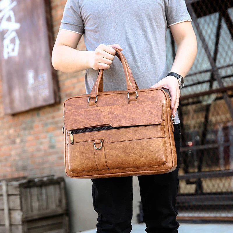 Mallette business minimaliste en cuir pu pour homme - grande capacité — photo 1