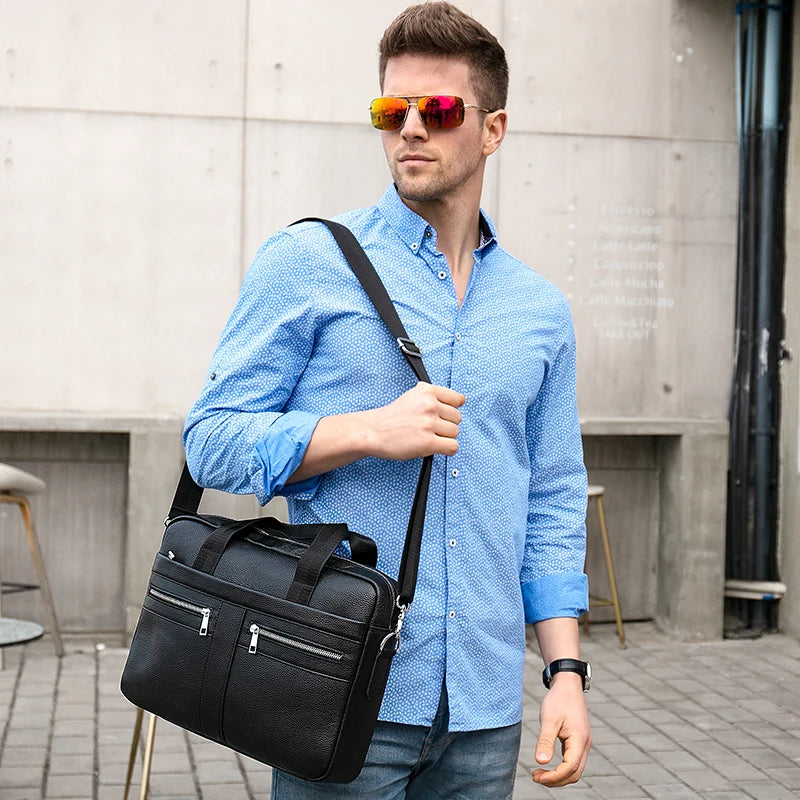 Mallette business Westal en cuir véritable pour homme - sacoche bureau et avocat — photo 1