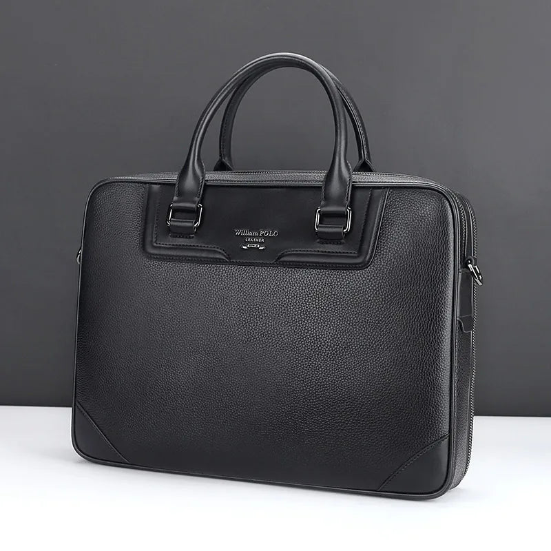 Mallette business  en cuir véritable pour homme - noir chic — photo 1