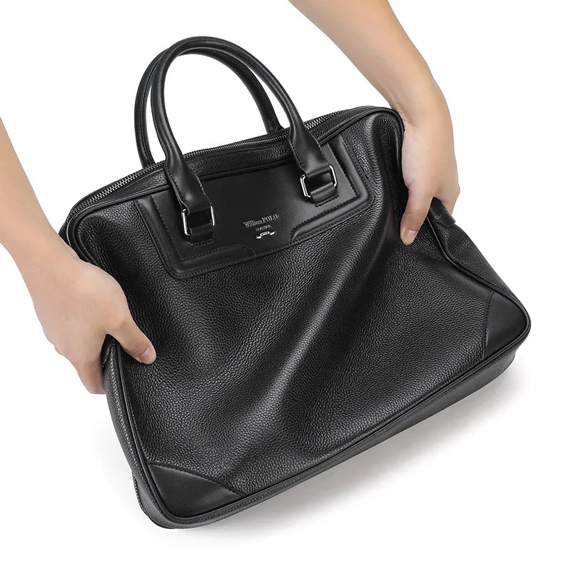 Mallette business  en cuir véritable pour homme - noir chic — photo 2