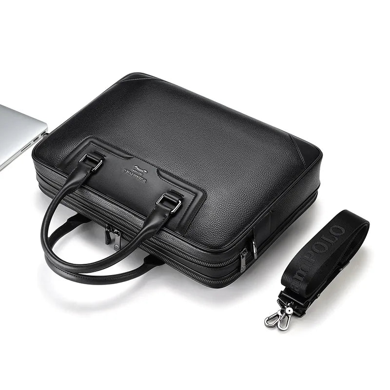 Mallette business  en cuir véritable pour homme - noir chic — photo 3