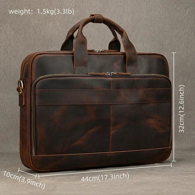 Mallette rétro en cuir véritable pour homme - Sacoche ordinateur 15,6" et porte-documents vintage — photo 13