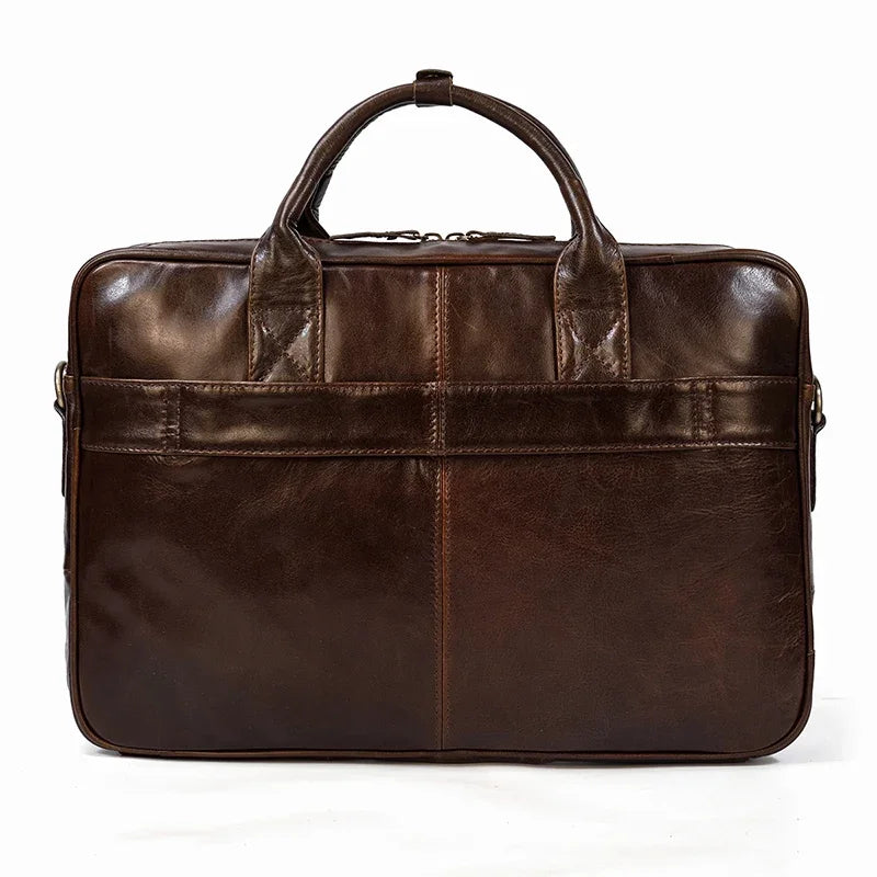 Mallette rétro en cuir véritable pour homme - Sacoche ordinateur 15,6" et porte-documents vintage — photo 3