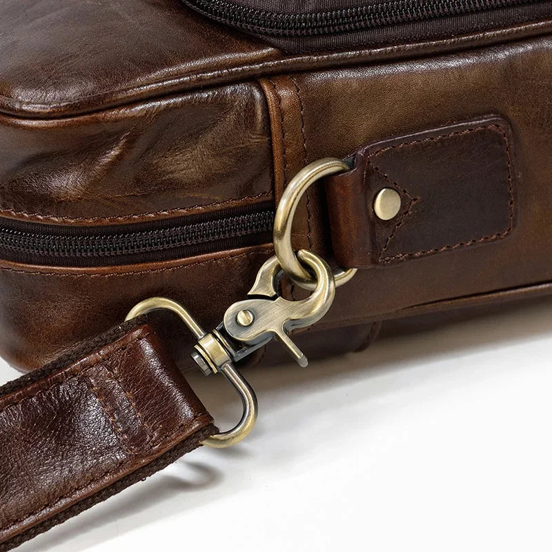 Mallette rétro en cuir véritable pour homme - Sacoche ordinateur 15,6" et porte-documents vintage — photo 5