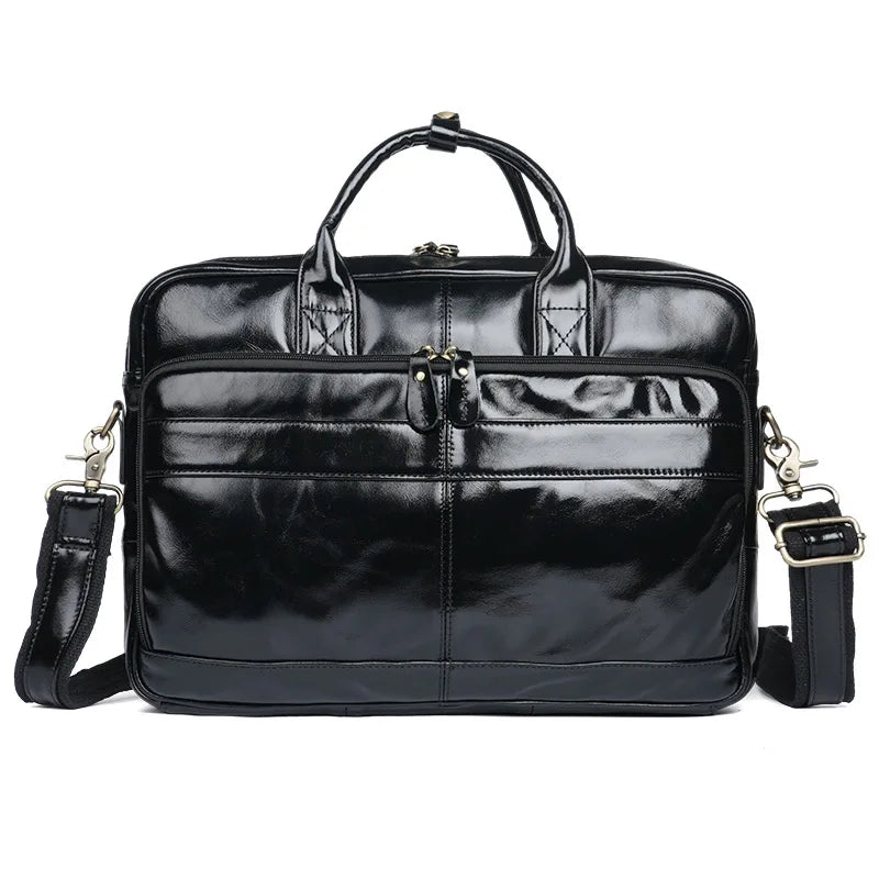 Mallette rétro en cuir véritable pour homme - Sacoche ordinateur 15,6" et porte-documents vintage — photo 8
