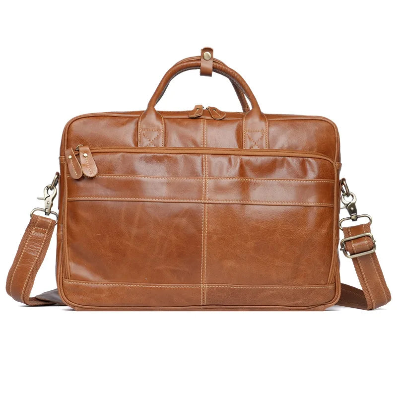 Mallette rétro en cuir véritable pour homme - Sacoche ordinateur 15,6" et porte-documents vintage — photo 9