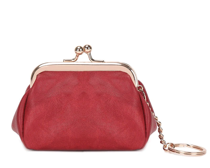Mini porte-monnaie rétro en cuir PU avec fermoir Kiss Lock et porte-clés intégré — photo 10
