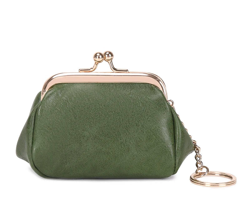Mini porte-monnaie rétro en cuir PU avec fermoir Kiss Lock et porte-clés intégré — photo 12