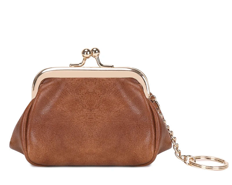 Mini porte-monnaie rétro en cuir PU avec fermoir Kiss Lock et porte-clés intégré — photo 13
