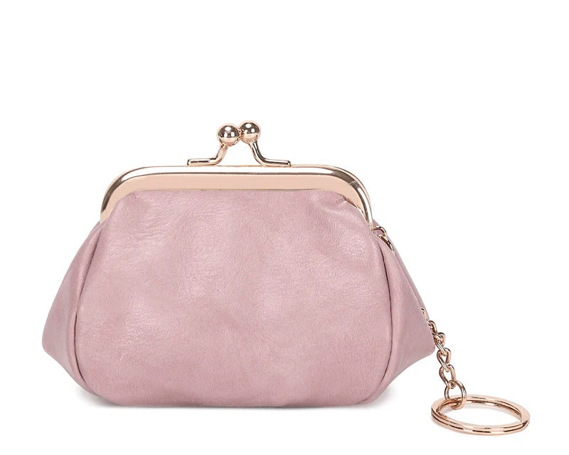 Mini porte-monnaie rétro en cuir PU avec fermoir Kiss Lock et porte-clés intégré — photo 7 Image